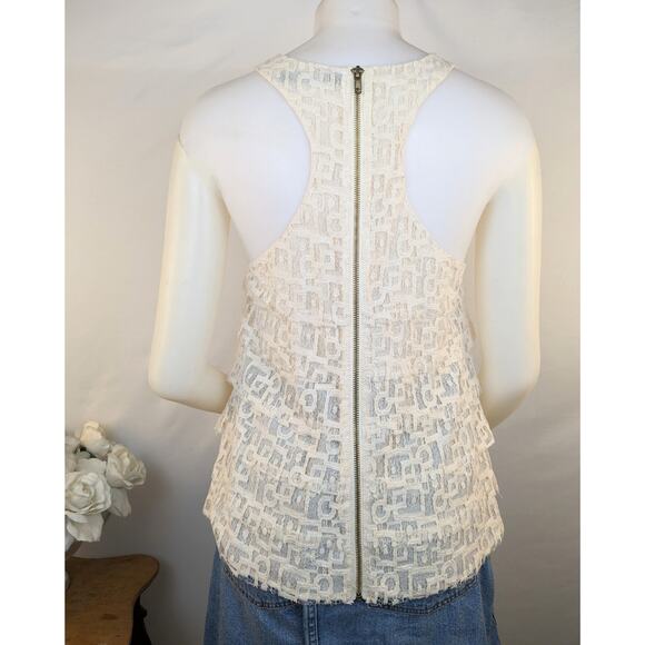 Patterson J. Kincaid Tank Top XS Ivory Tiered Lace Cotton Dressy Coquette Boho - Picture 6 of 12